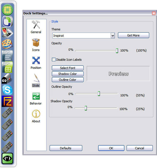 RocketDock 1.3.0 screenshot (resized)