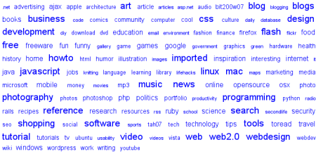 Tagcloud van del.icio.us