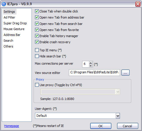 IE7pro 0.9.9 screenshot