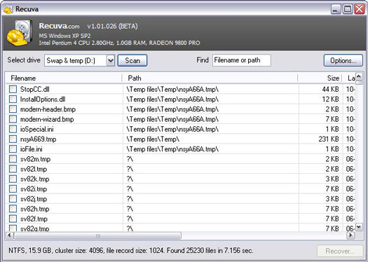 Recuva 1.01.026 beta screenshot 9resized)