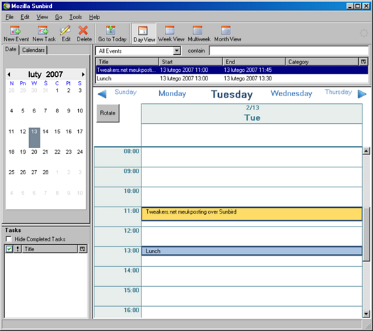 Mozilla Sunbird 0.3.1 RC1
