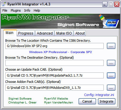 RyanVM's Post-SP2 Update Pack 2.17 in RVM Integrator 1.4.3 screenshot 