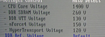 Opgevoerde voltages in bios