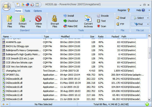 PowerArchiver 2007 screenshot (resized)