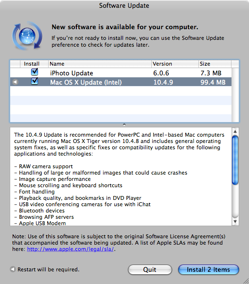 Apple Mac OS X 10.4.9