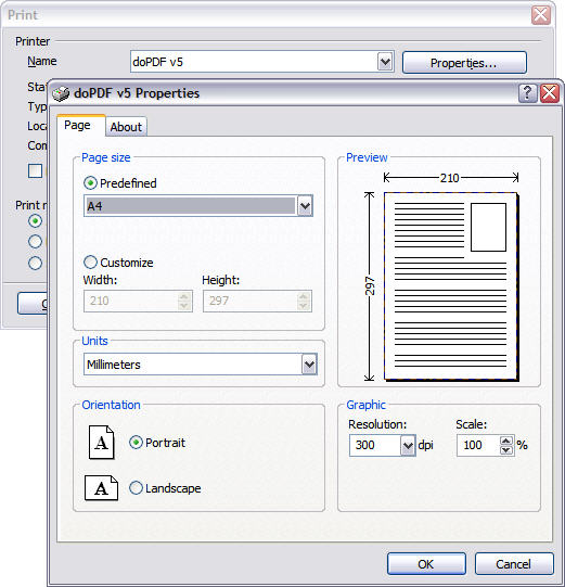 doPDF printing properties doPDF printing properties