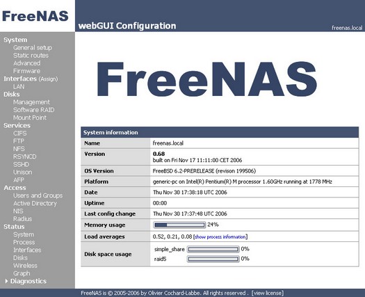 FreeNAS screenshot (resized)