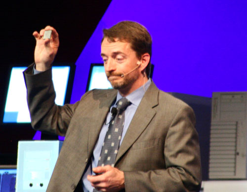 Pat Gelsinger met chip in hand