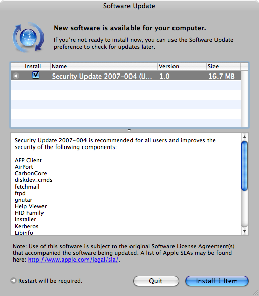 Apple Mac OS X Security Update 2007-004