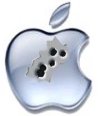 Apple-logo met kogelgaten