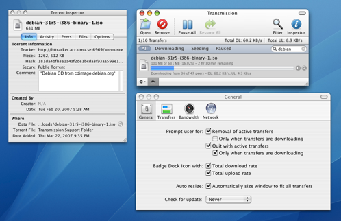 Transmission voor Mac OS X