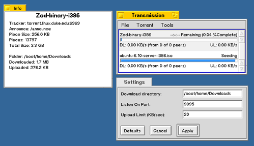 Transmission voor BeOS