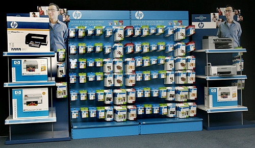 HP-stand met inktcartridges