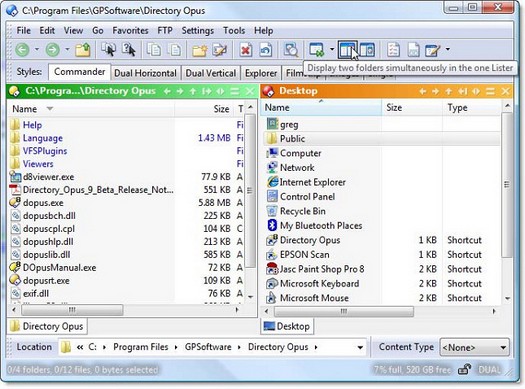 Directory Opus 9 screenshot (resized)
