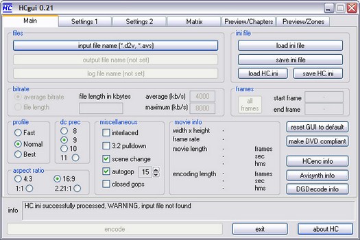 HC encoder 0.21 screenshot (resized)