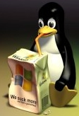 Tux drinkt pak WIndows leeg