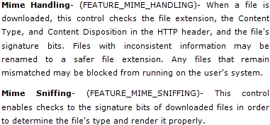 'Feature Controls' met betrekking tot mimetype-afhandeling 'Feature Controls' met betrekking tot mimetype-afhandeling
