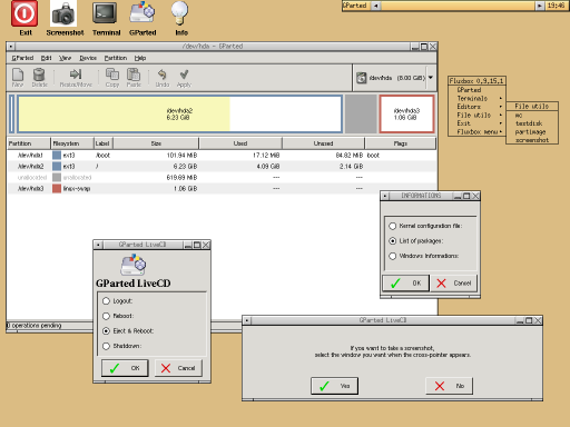 Gnome Partition Editor Live CD (klein)