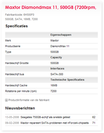 Nieuwe layout: productspecificaties