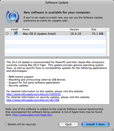 recent mac os 10.4