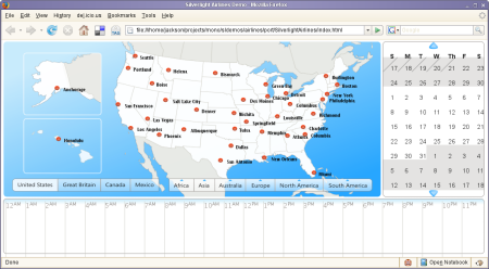 Silverlight Airlines-demo in Mozilla Firefox (groot)