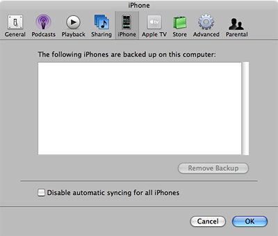 Apple iTunes 7.3 - voorkeuren iPhone