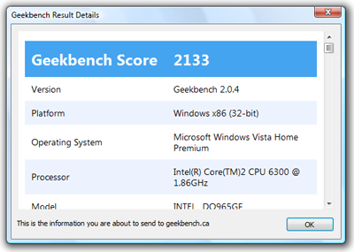Geekbench 2.0.4 - Result Detail