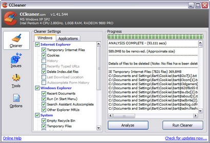 Crap Cleaner 1.41.544 screenshot (410 pix)