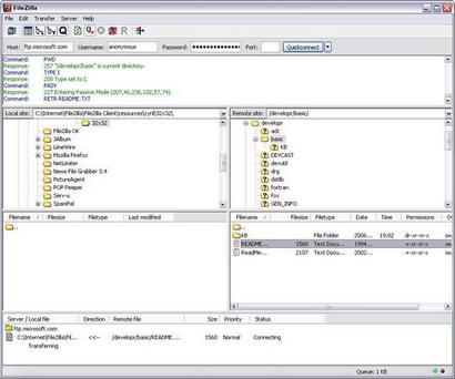 FileZilla 3.0 screenshot (410 pix)