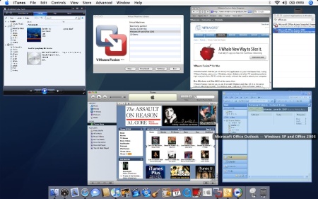 VMware Fusion met Windows-applicatie in Exposé (kleiner)