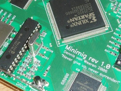 Detail van de Minimig-pcb