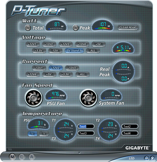 Screenshot Gigabyte Odin GT 800W software Screenshot Gigabyte Odin GT 800W software
