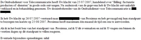 Ontvangstmelding Ombudsdienst