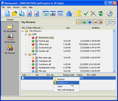 Backup4all screenshot (410 pix)