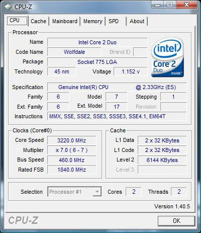 Wolfdale 3,22GHz op 3,22GHz Wolfdale 3,22GHz op 3,22GHz