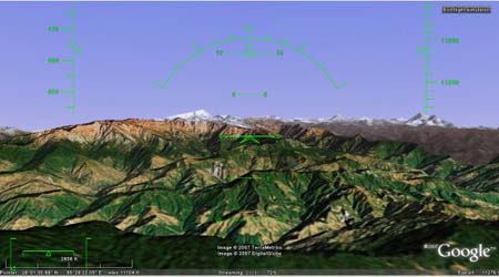 Google Earth vluchtsimulator op Kathmandu