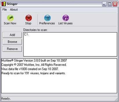 McAfee Stinger 3.8.0 screenshot (410 pix)