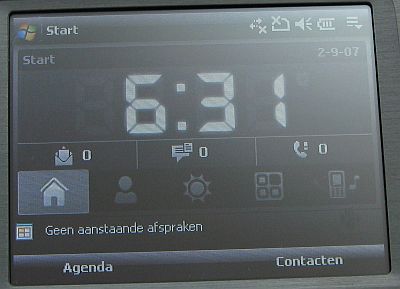 Scherm van de HTC Kaiser