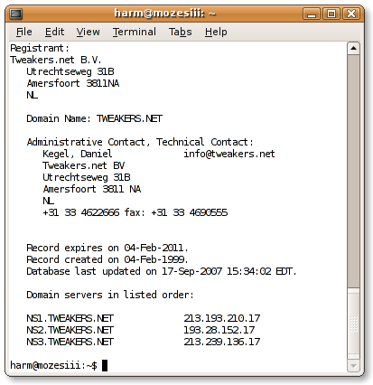 Whois-gegevens Tweakers.net Whois-gegevens Tweakers.net