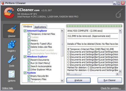 Crap Cleaner 2.01.507 screenshot (410 pix)