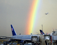 regenboog bij vliegveld LA