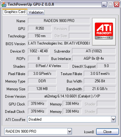 GPU-Z 0.0.8 screenshot