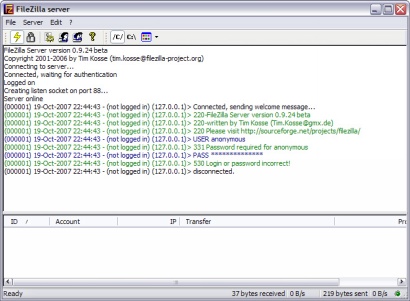 FileZilla Server 0.9.24 screenshot (410 pix)