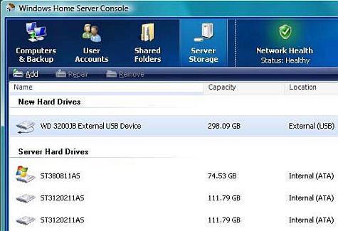 Windows Home Server Console