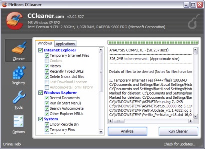 Crap Cleaner 2.02.527 screenshot (410 pix)