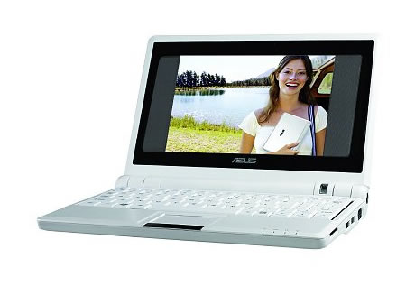 Asus Eee PC 4G met dame in beeld Asus Eee PC 4G met dame in beeld