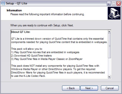 QT Lite 2.0.0 installatie screenie (410 pix)