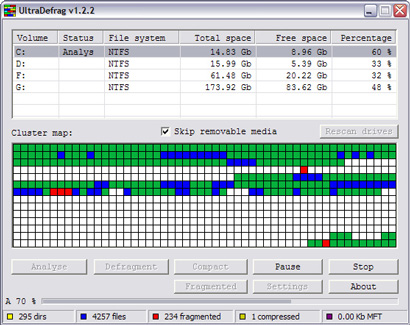 UltraDefrag 1.2.2 screenshot (410 pix)