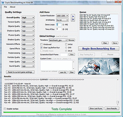 Crysis Benchmark Tool