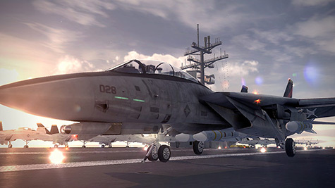 Ace Combat 6 - vliegtuig closeup op vliegdekschip